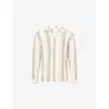 Che Mens Ivory Woolby Striped Crinkled Cotton-blend Shirt Xl In Metallic