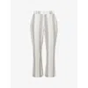 Che Mens Ivory Woolby Striped Crinkled Stretch Cotton And Cashmere Trousers In Gray