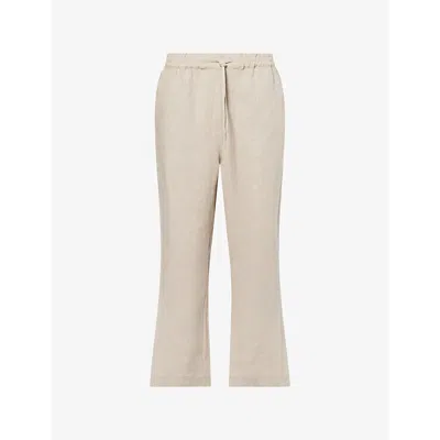 Che Mens Oat Avila Drawstring Linen Trousers In Neutral