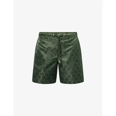 Che Mens Pine Green Deira Printed Swim Shorts