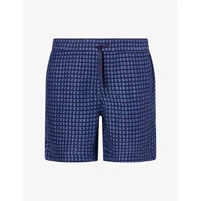 Che Mens Riita Textured Linen Swim Shorts Navy-12