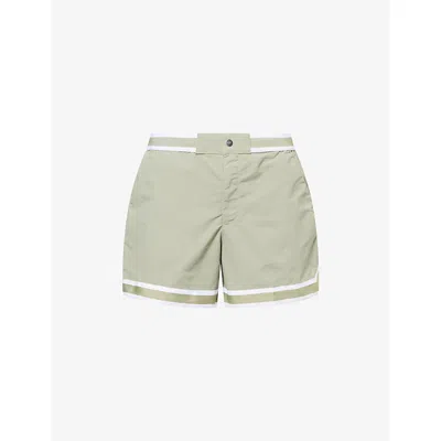 Che Mens Sage Baller Striped-trims Swim Shorts In Green