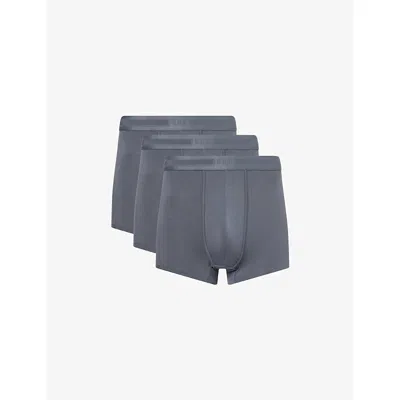 Che Mens Storm Grey Branded Mid-rise Pack Of Three Stretch-woven Trunks Xxl In Gray