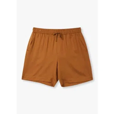 Che Mens Tencel Shorts In Rust In Orange