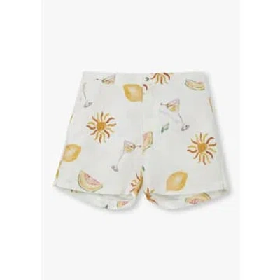 Che Mens Tropical Refresh Swim Shorts In Ivory In White