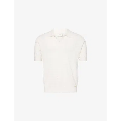 Che Mens Alfred Textured Knit Polo Shirt White Xl