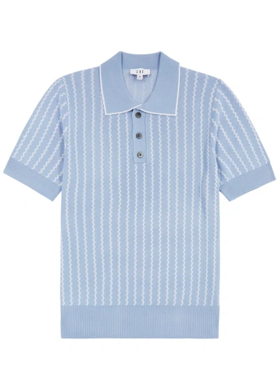 Che Monaco Striped Knitted Polo Shirt In Blue