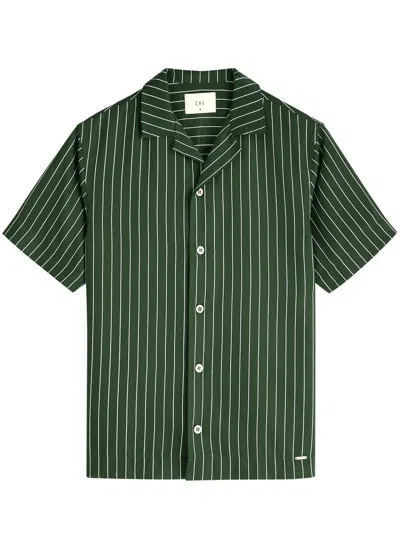 Che Monte Carlo Striped Twill Shirt In Dark Green