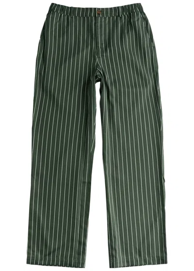 Che Monte Carlo Striped Twill Trousers In Dark Green