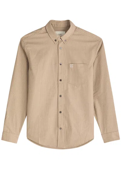 Che Oxford Striped Cotton-blend Shirt In Light Brown
