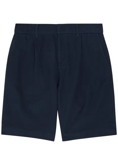 Che Picket Textured Cotton Shorts In Blue