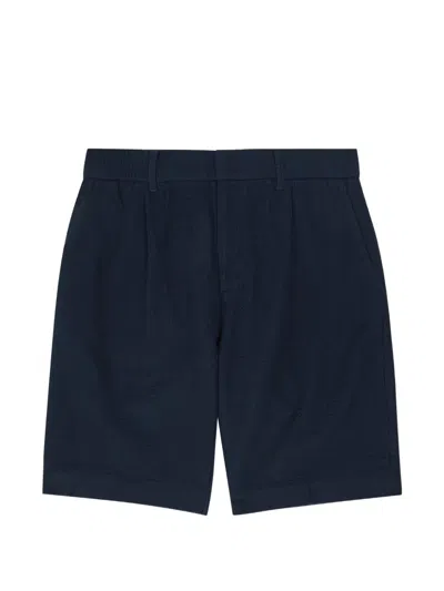 Che Pickett Seersucker Pleated Shorts In Blue