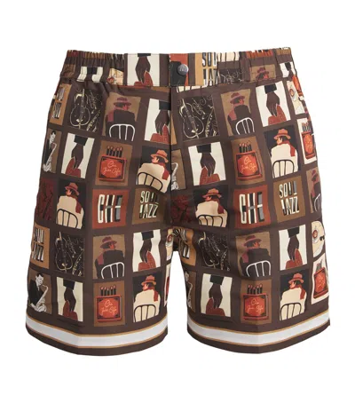 Che Ché Printed Wilson Swim Shorts In Brown