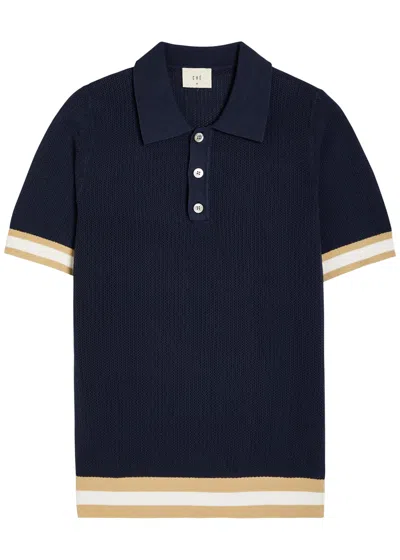 Che Quinn Open-knit Polo Shirt In Blue