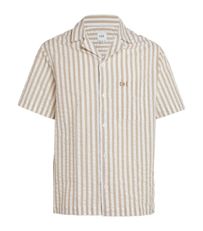 Che Seersucker Striped Shirt In Beige