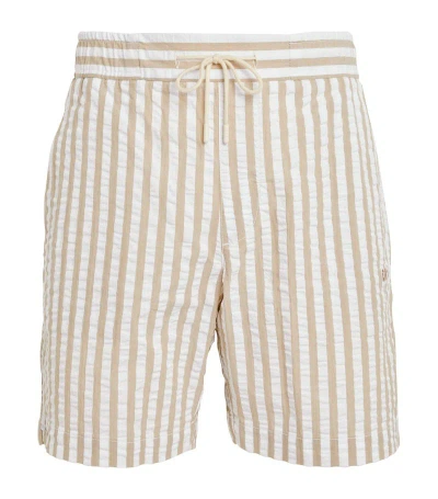 Che Seersucker Striped Shorts In Beige