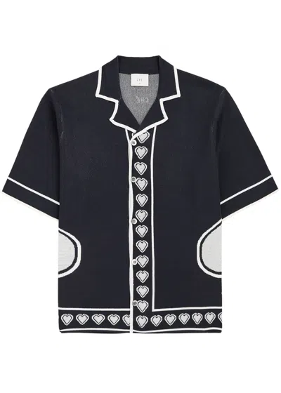 Che Spades Intarsia Knitted Shirt In Navy
