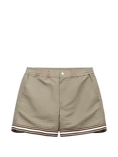 Che Studios Lucena Printed Striped-hem Swim Shorts In Orange