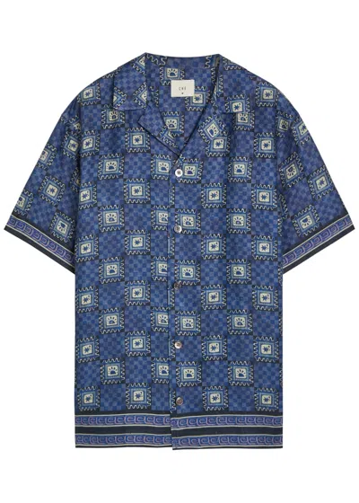 Che Telha Printed Linen Shirt In Blue