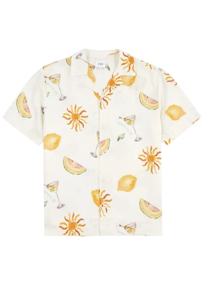 Che Tropical Refresh Printed Twill Shirt In Cream