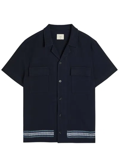 Che Vireo Piqué Cotton Shirt In Navy