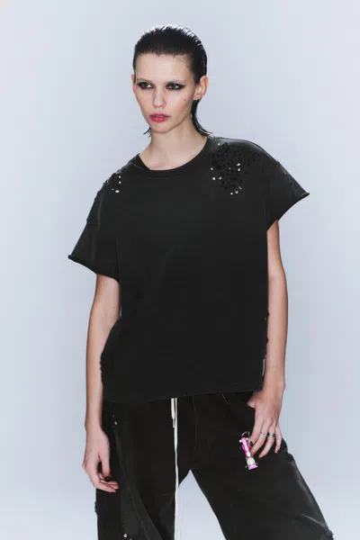 Cheap Monday Cm X Lb Boxy Crystallised Unisex T-shirt In Black