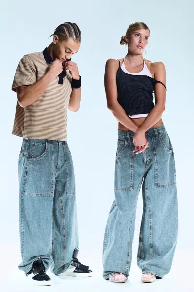 Cheap Monday Dunno Unisex Low Rise Loose Barrel Leg Jeans In Blue