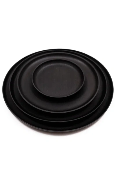 Chechen Wood Design Rosa Morada Wooden Base Platter In Black