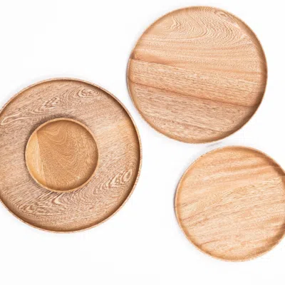 Chechen Wood Design Rosa Morada Wooden Base Platter In Brown