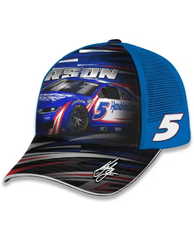 Checkered Flag Sports Kids' Big Boys And Girls Blue Kyle Larson Hendrickcars Trucker Adjustable Hat