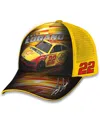 Checkered Flag Sports Men's And Women's Yellow Joey Logano Shell-pennzoil Adjustable Trucker Hat