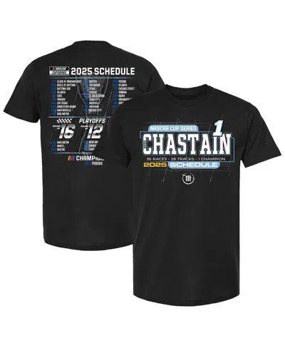 Checkered Flag Sports Men's Black Ross Chastain 2025 Nascar Cup Series Schedule T-shirt