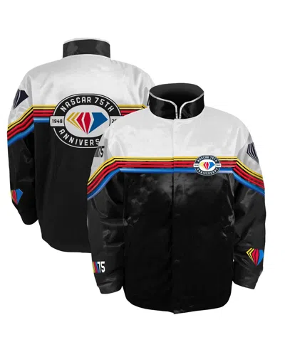 Checkered Flag Sports Men's  Black Nascar 75th Anniversary Nylon Full-snap Jacket