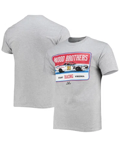 Checkered Flag Sports Men's  Heathered Gray Wood Brothers Racing Vintage-inspired T-shirt