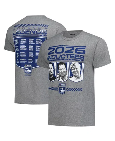 Checkered Flag Sports Men's Heather Charcoal Nascar 2-spot 2026 Hall Of Fame Class T-shirt In Gray