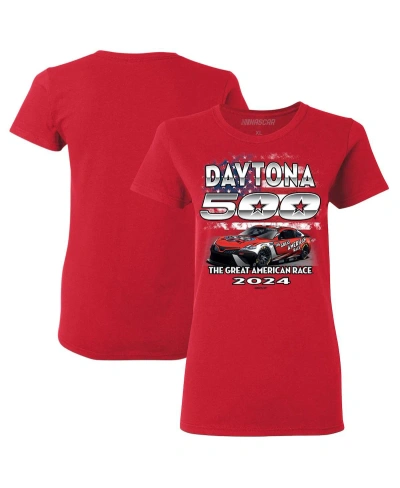 Checkered Flag Sports Women's  Red 2024 Daytona 500 Graphic Car T-shirt