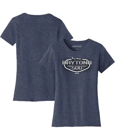 Checkered Flag Sports Women's Heather Navy Daytona International Speedway 2025 Daytona 500 Graphic T-shirt In Blue