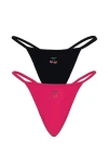 Cheeky Cherry 2-pack Leakproof Everyday Liner Ultra Smooth String Thong In Onyx/cheeky Pink