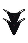Cheeky Cherry 2-pack Leakproof Everyday Liner Ultra Smooth String Thong In Onyx/onyx