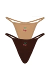 Cheeky Cherry 2-pack Leakproof Everyday Liner Ultra Smooth String Thong In Sienna/java