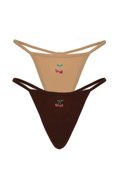 Cheeky Cherry 2-pack Leakproof Everyday Liner Ultra Smooth String Thong In Sienna/java