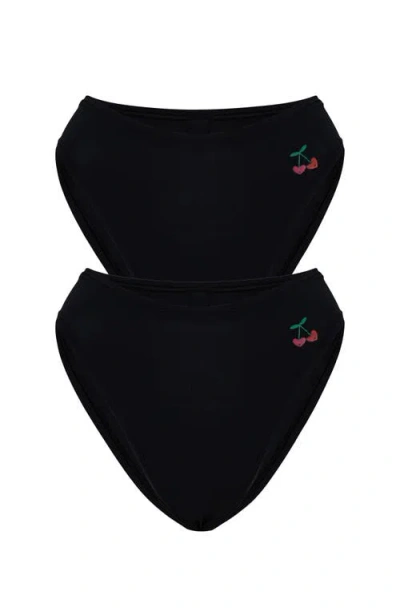 Cheeky Cherry 2-pack Leakproof Everyday Liner Ultra Smooth Very Cheeky Brief In Onyx/onyx