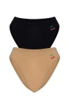 Cheeky Cherry 2-pack Leakproof Everyday Liner Ultra Smooth Very Cheeky Brief In Onyx/sienna