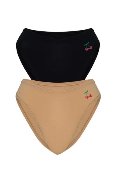 Cheeky Cherry 2-pack Leakproof Everyday Liner Ultra Smooth Very Cheeky Brief In Onyx/sienna
