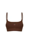 Cheeky Cherry Cotton Stretch Scoop Bralette In Mocha
