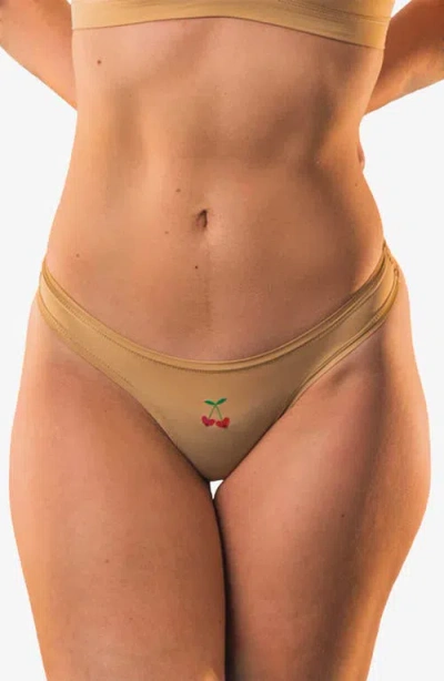 Cheeky Cherry Leakproof Everyday Liner Ultra Smooth Dipped Thong In Sienna