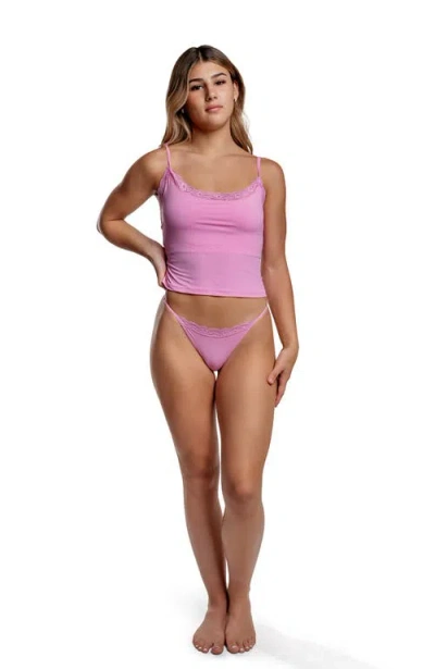 Cheeky Cherry Leakproof Everyday Liner Ultra Smooth Lace String Thong In Pink