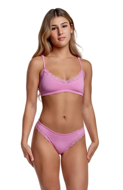 Cheeky Cherry Ultra Smooth Lace Scoop Bralette In Pink