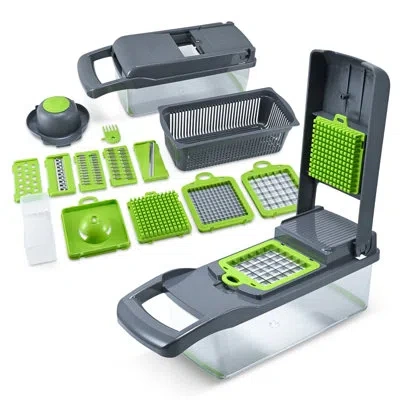 Cheer Collection 10-in-1 Vegetable Slicer And Chopper In Gray