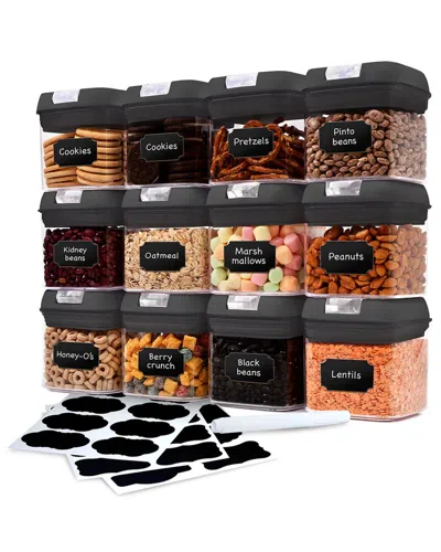 Cheer Collection 12pc Airtight Food Storage Container Set In Black